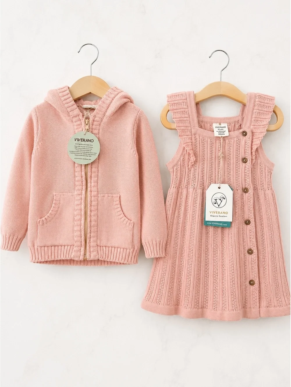 Viverano Organic Cotton Pink Knit Bundle 12–24M NWT Boutique Baby Girl
